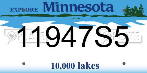 11947S5 Minnesota License Plate