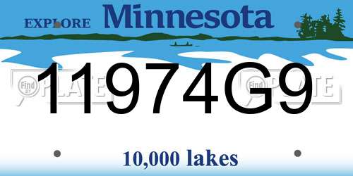 11974G9 Minnesota License Plate