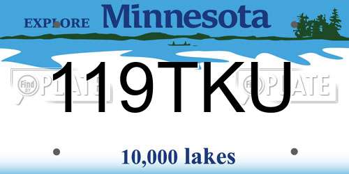 119TKU Minnesota License Plate