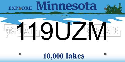 119UZM Minnesota License Plate