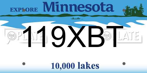 119XBT Minnesota License Plate