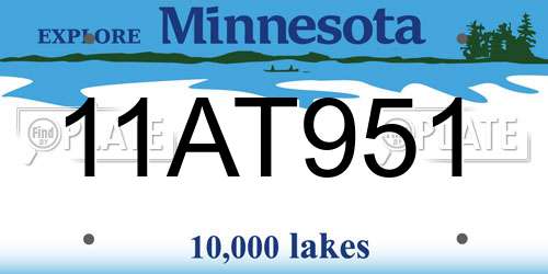 11AT951 Minnesota License Plate