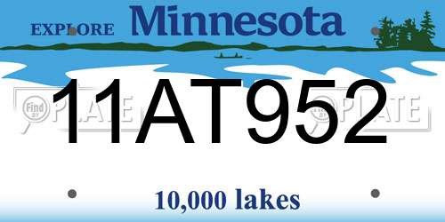 11AT952 Minnesota License Plate
