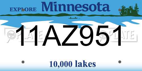 11AZ951 Minnesota License Plate