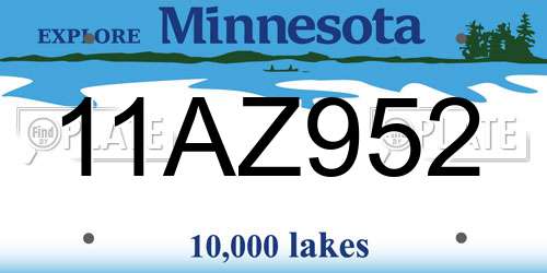 11AZ952 Minnesota License Plate