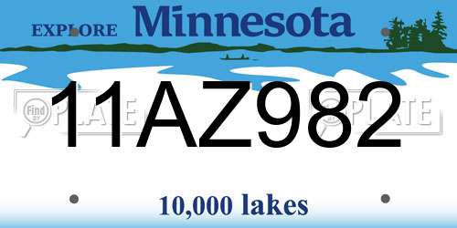 11AZ982 Minnesota License Plate