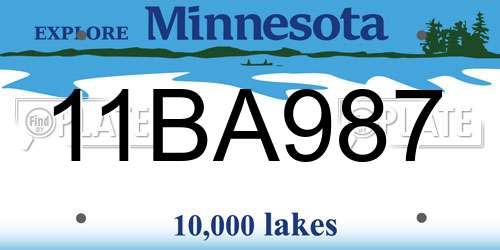 11BA987 Minnesota License Plate