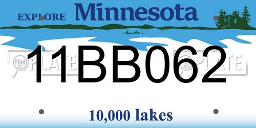 11BB062 Minnesota License Plate