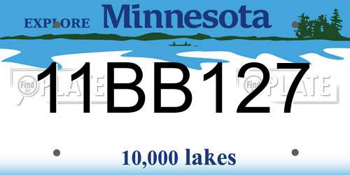11BB127 Minnesota License Plate