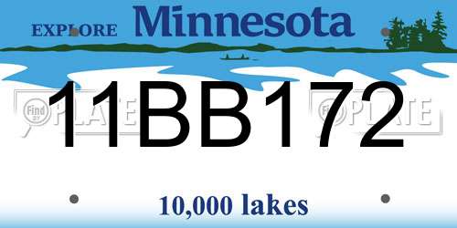 11BB172 Minnesota License Plate