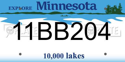 11BB204 Minnesota License Plate