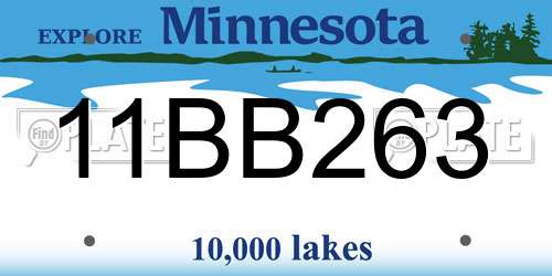11BB263 Minnesota License Plate