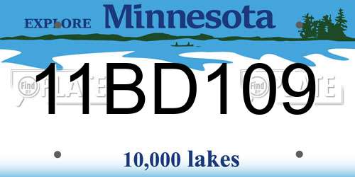 11BD109 Minnesota License Plate