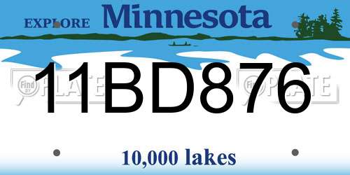 11BD876 Minnesota License Plate