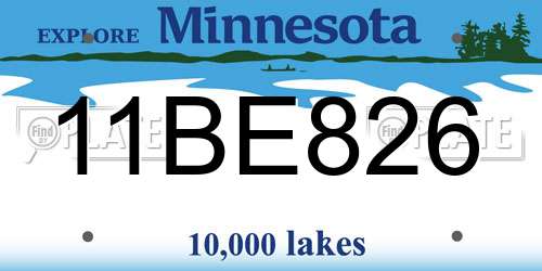 11BE826 Minnesota License Plate