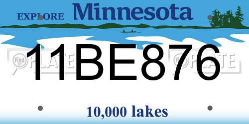 11BE876 Minnesota License Plate