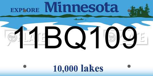 11BQ109 Minnesota License Plate