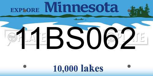 11BS062 Minnesota License Plate