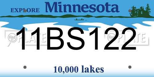 11BS122 Minnesota License Plate
