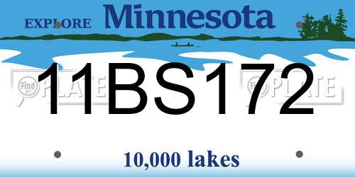 11BS172 Minnesota License Plate