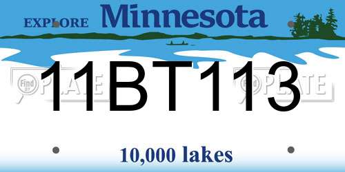 11BT113 Minnesota License Plate