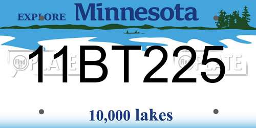 11BT225 Minnesota License Plate