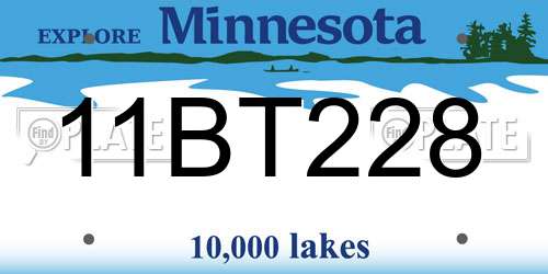 11BT228 Minnesota License Plate