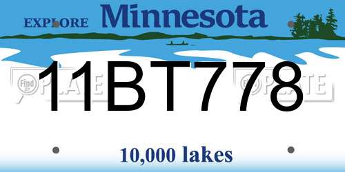 11BT778 Minnesota License Plate