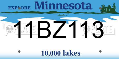 11BZ113 Minnesota License Plate