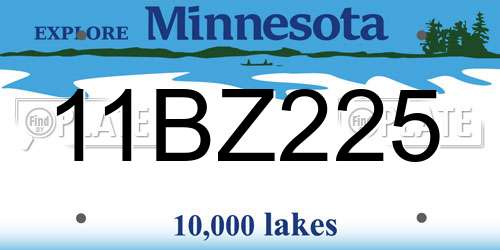 11BZ225 Minnesota License Plate