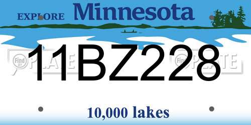 11BZ228 Minnesota License Plate