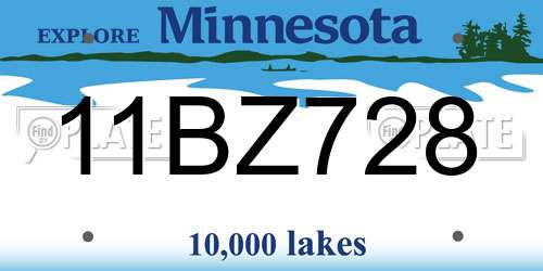 11BZ728 Minnesota License Plate
