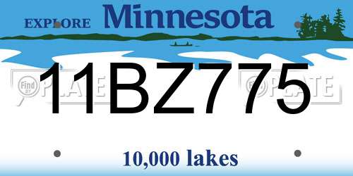 11BZ775 Minnesota License Plate