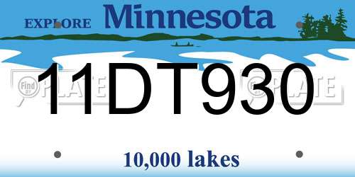 11DT930 Minnesota License Plate