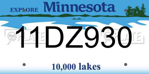 11DZ930 Minnesota License Plate
