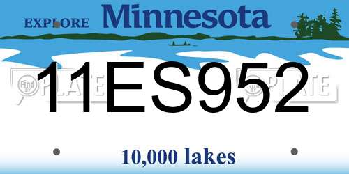 11ES952 Minnesota License Plate