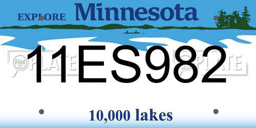 11ES982 Minnesota License Plate