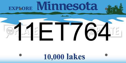 11ET764 Minnesota License Plate