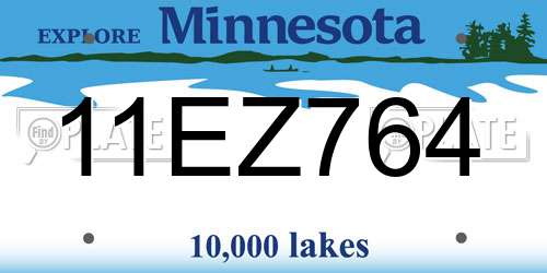 11EZ764 Minnesota License Plate