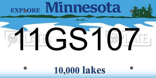 11GS107 Minnesota License Plate