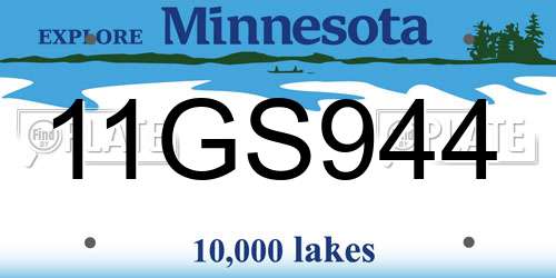 11GS944 Minnesota License Plate