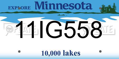 11IG558 Minnesota License Plate