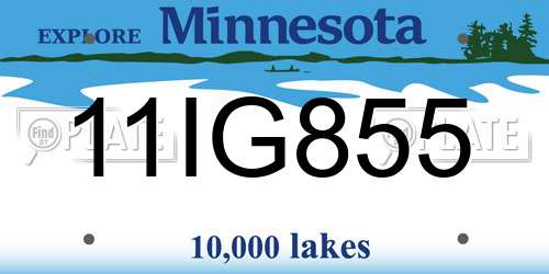 11IG855 Minnesota License Plate