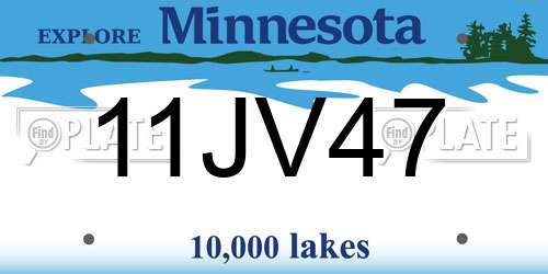 11JV47 Minnesota License Plate
