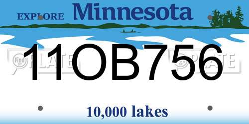 11OB756 Minnesota License Plate