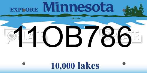 11OB786 Minnesota License Plate