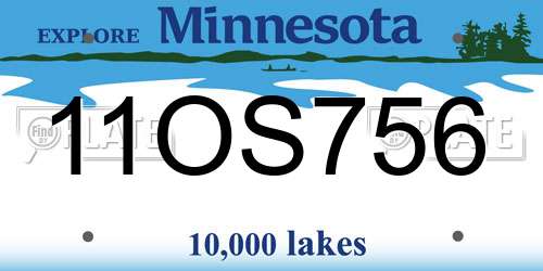 11OS756 Minnesota License Plate