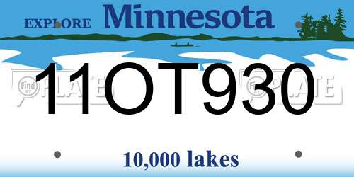 11OT930 Minnesota License Plate