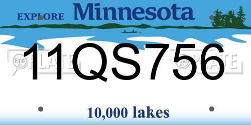 11QS756 Minnesota License Plate