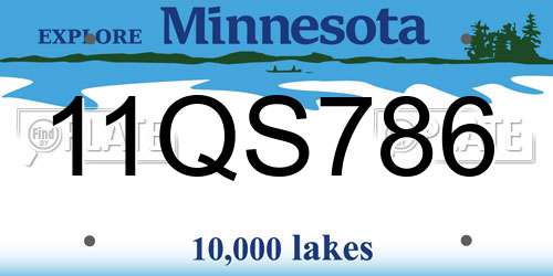 11QS786 Minnesota License Plate